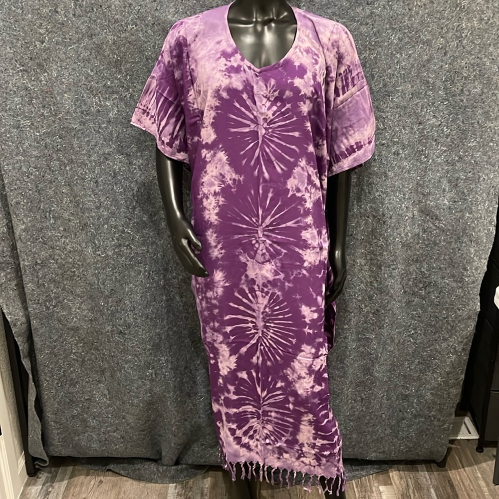 NEW DP Fashion WOMENS Plus Size Purple Tie Dye Long Maxi Pull Over Dress